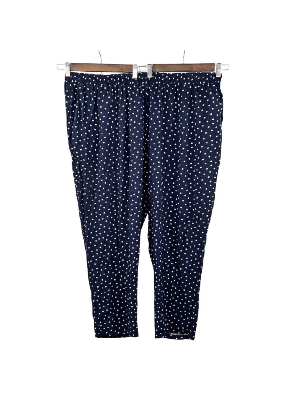 Ellos Polka Dot Tapered Pants Navy/White Pull On Womens Size 3X Pockets
